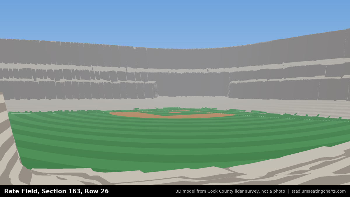 View from Rate Field Section 163, Row 26, looking toward the pitcher's mound