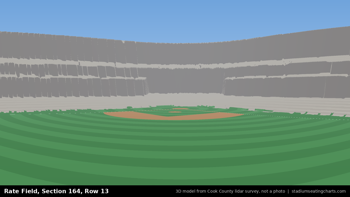 View from Rate Field Section 164, Row 13, looking toward the pitcher's mound