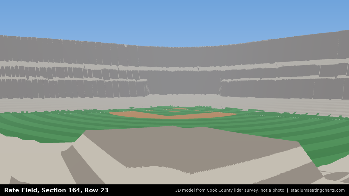 View from Rate Field Section 164, Row 23, looking toward the pitcher's mound