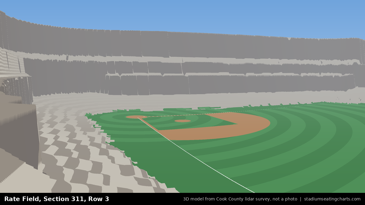 View from Rate Field Section 311, Row 3, looking toward the pitcher's mound