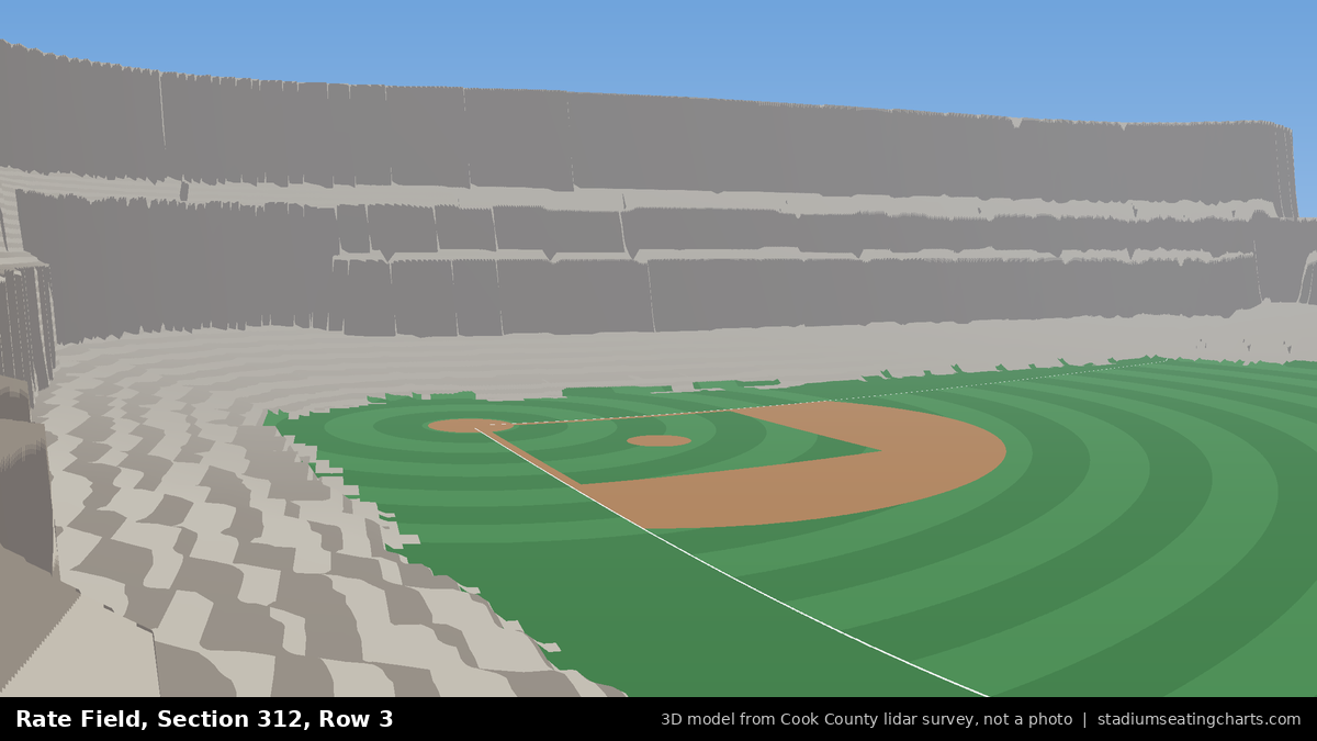 View from Rate Field Section 312, Row 3, looking toward the pitcher's mound