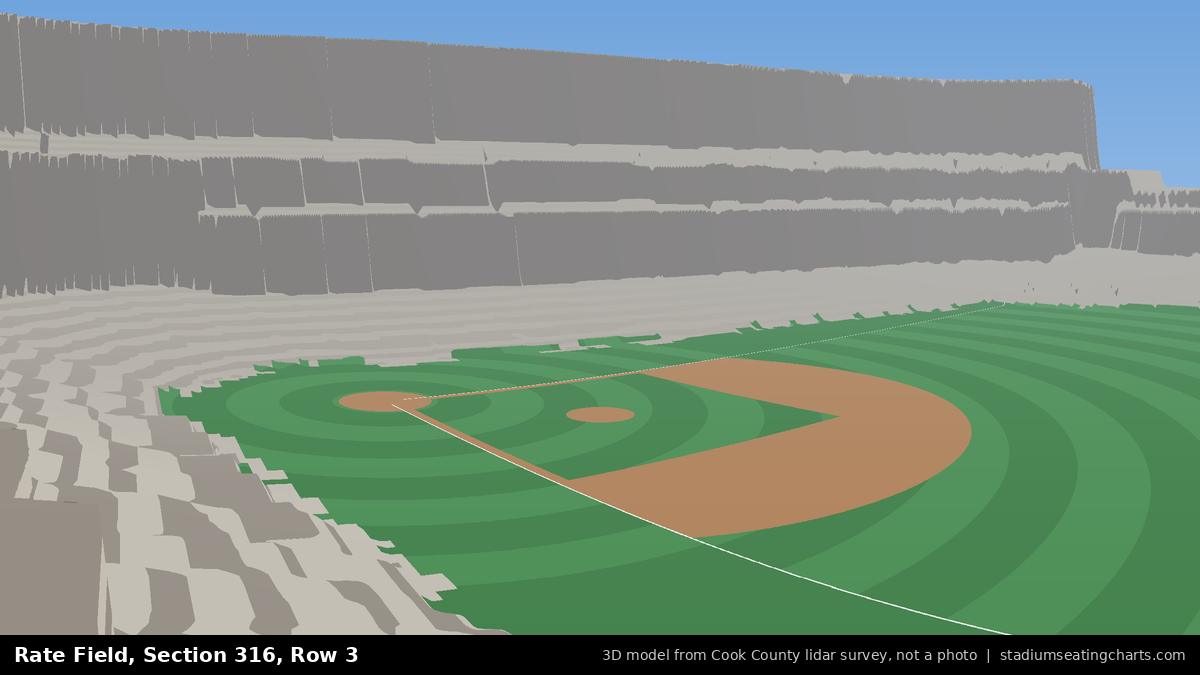 View from Rate Field Section 316, Row 3, looking toward the pitcher's mound