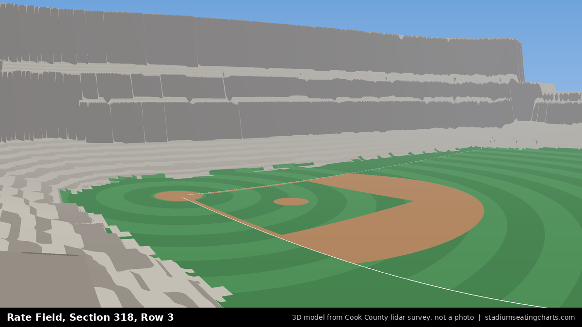 View from Rate Field Section 318, Row 3, looking toward the pitcher's mound