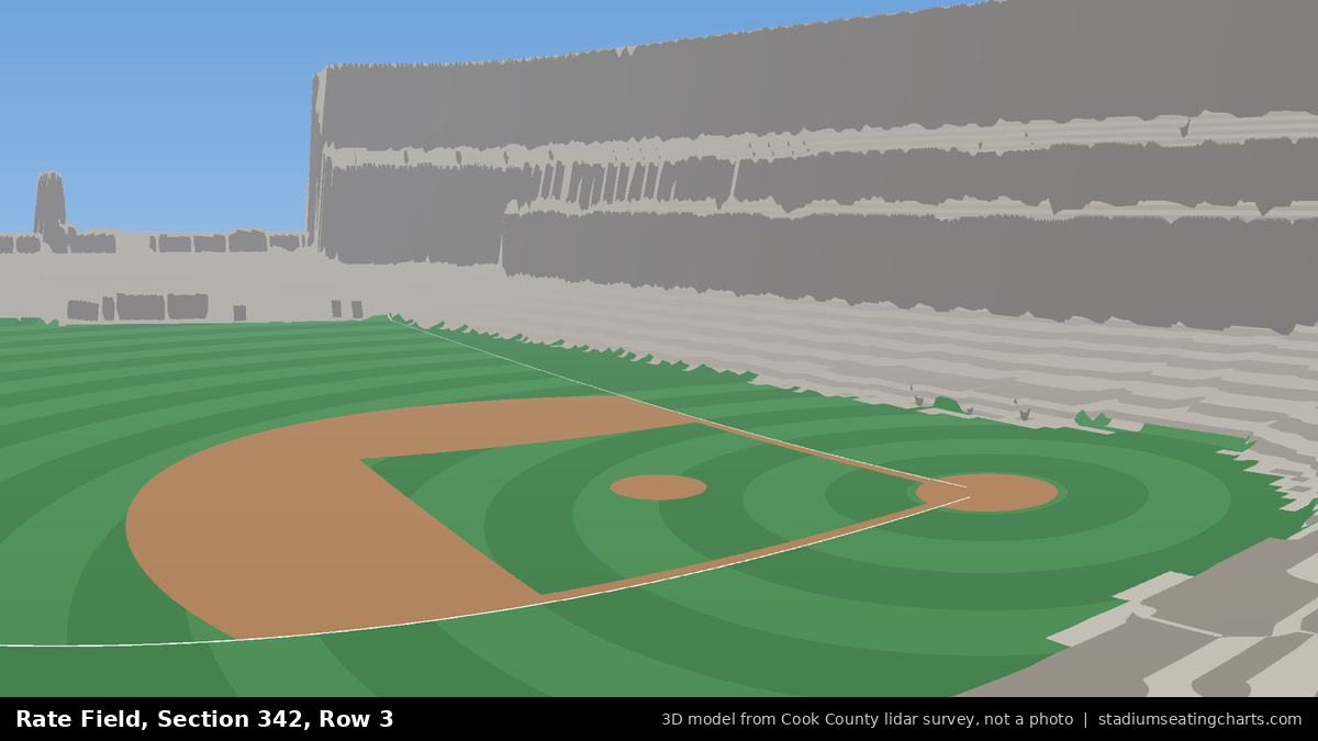 View from Rate Field Section 342, Row 3, looking toward the pitcher's mound
