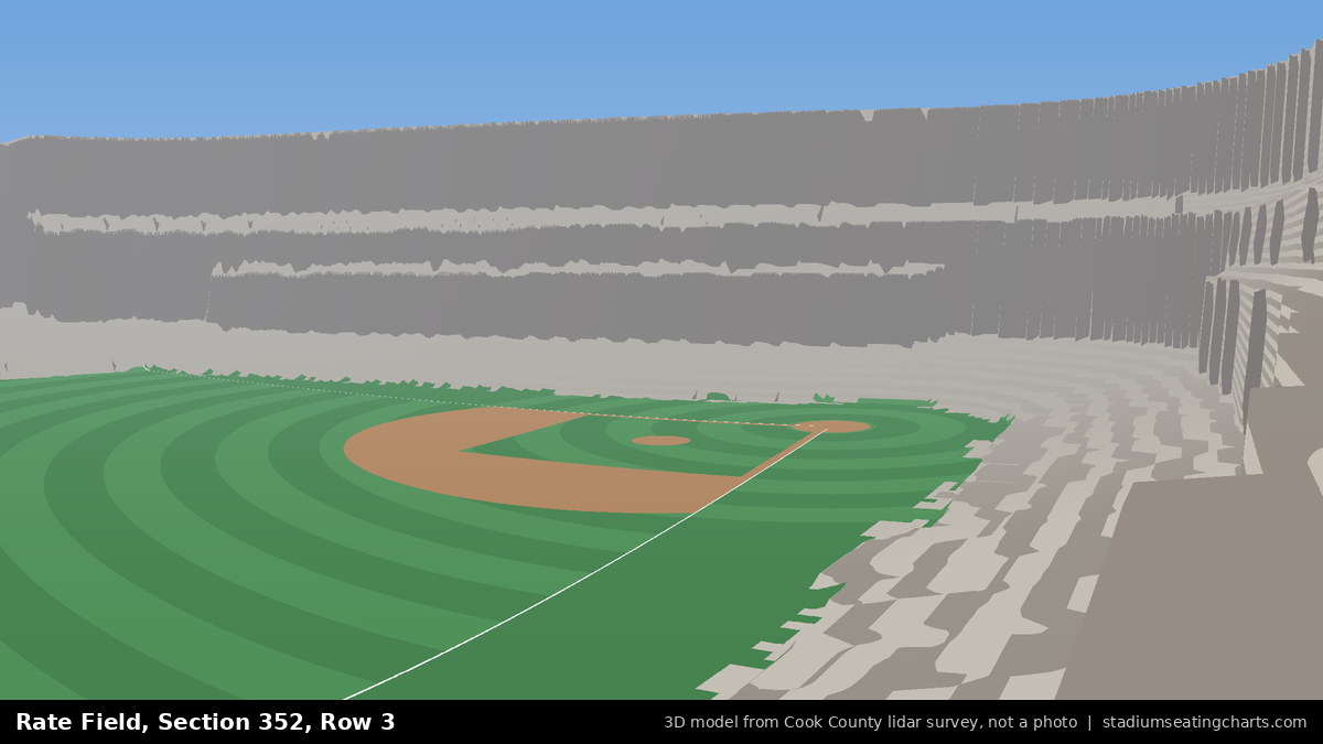 View from Rate Field Section 352, Row 3, looking toward the pitcher's mound