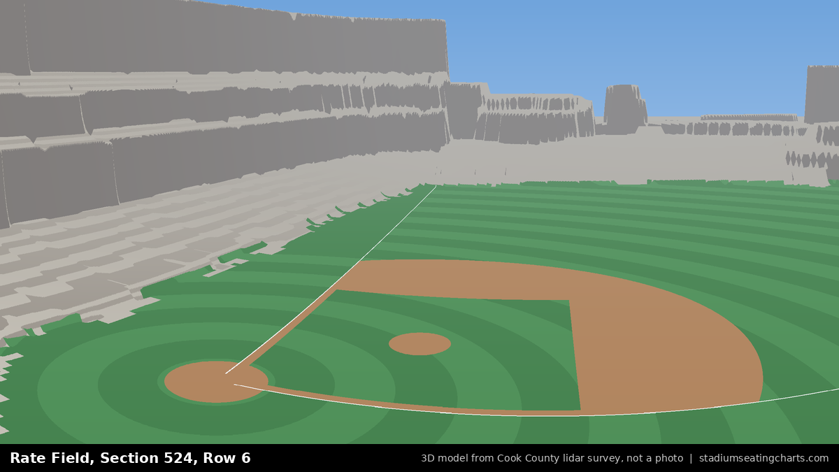 View from Rate Field Section 524, Row 6, looking toward the pitcher's mound