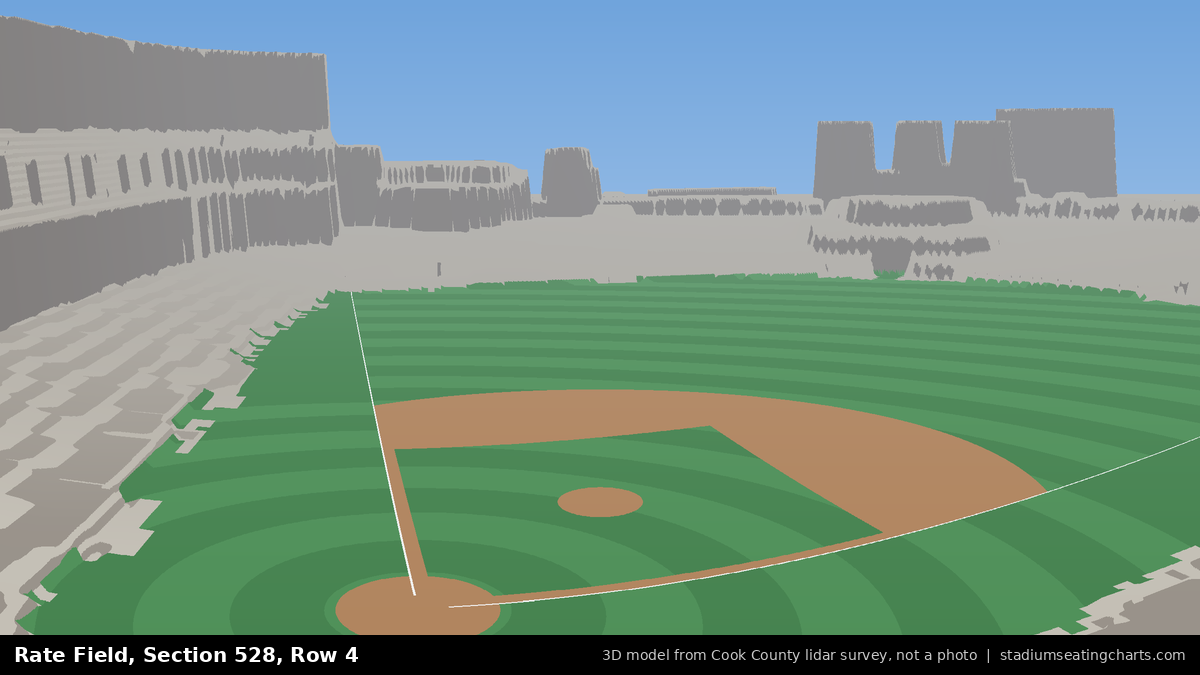 View from Rate Field Section 528, Row 4, looking toward the pitcher's mound