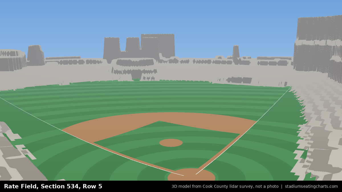View from Rate Field Section 534, Row 5, looking toward the pitcher's mound