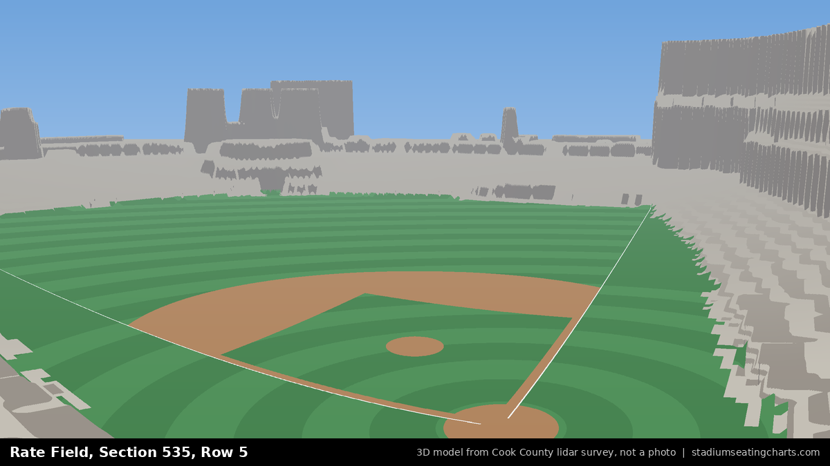 View from Rate Field Section 535, Row 5, looking toward the pitcher's mound