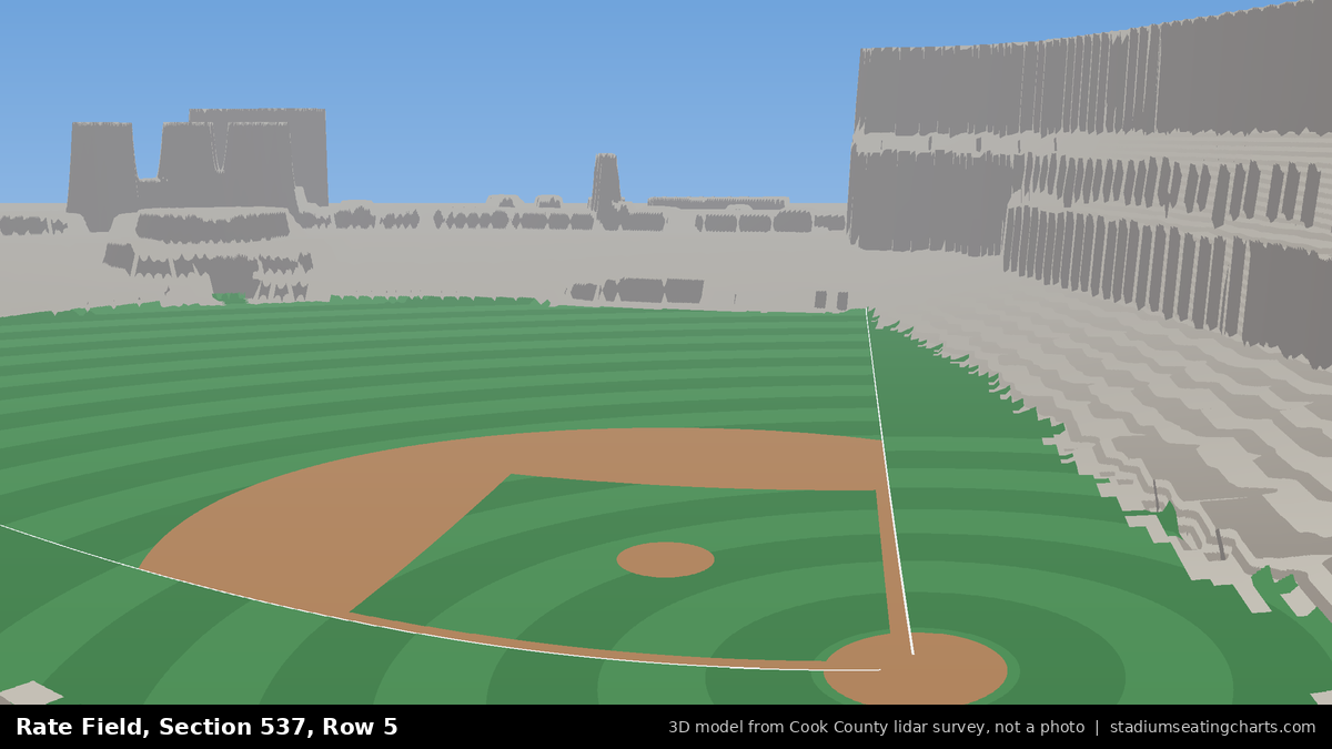 View from Rate Field Section 537, Row 5, looking toward the pitcher's mound