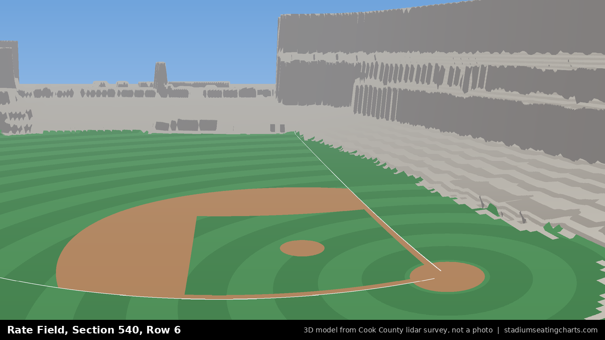 View from Rate Field Section 540, Row 6, looking toward the pitcher's mound