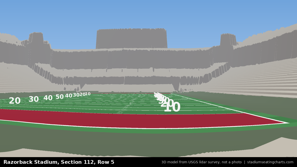 View from Razorback Stadium Section 112, Row 5, looking toward the field