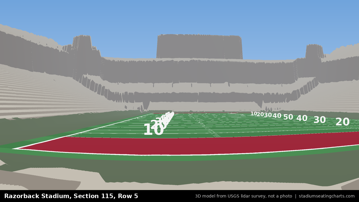 View from Razorback Stadium Section 115, Row 5, looking toward the field