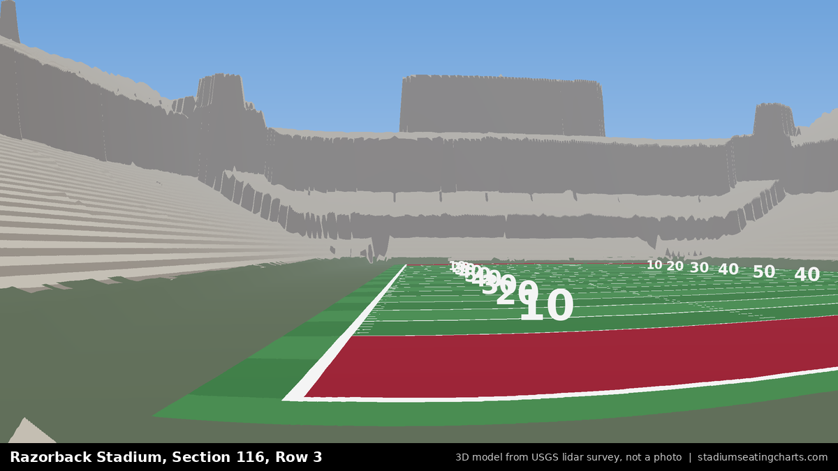 View from Razorback Stadium Section 116, Row 3, looking toward the field