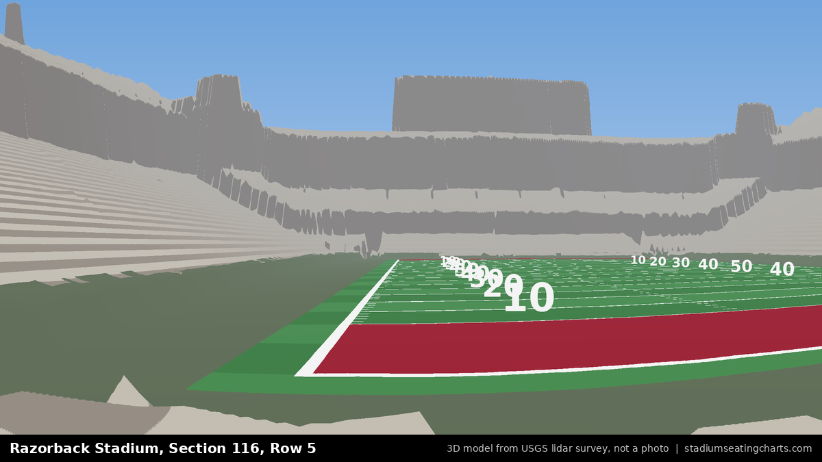 View from Razorback Stadium Section 116, Row 5, looking toward the field