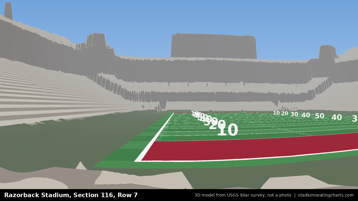 View from Razorback Stadium Section 116, Row 7, looking toward the field