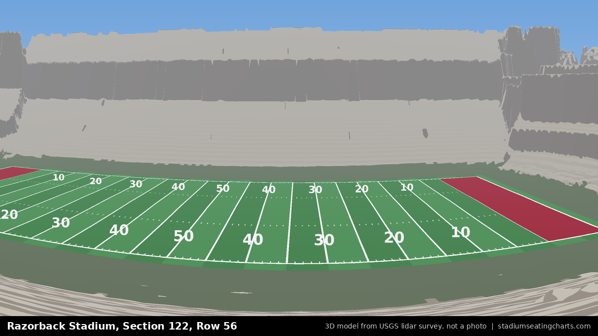 View from Razorback Stadium Section 122, Row 56, looking toward the field