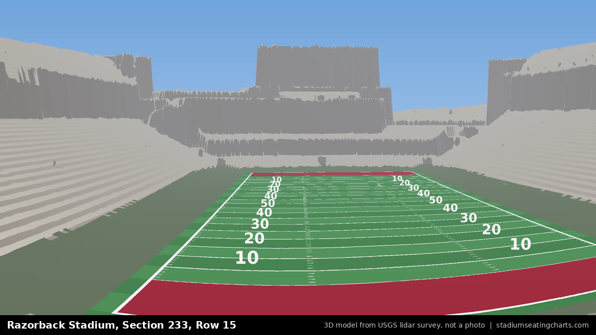 View from Razorback Stadium Section 233, Row 15, looking toward the field