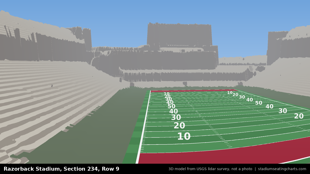 View from Razorback Stadium Section 234, Row 9, looking toward the field