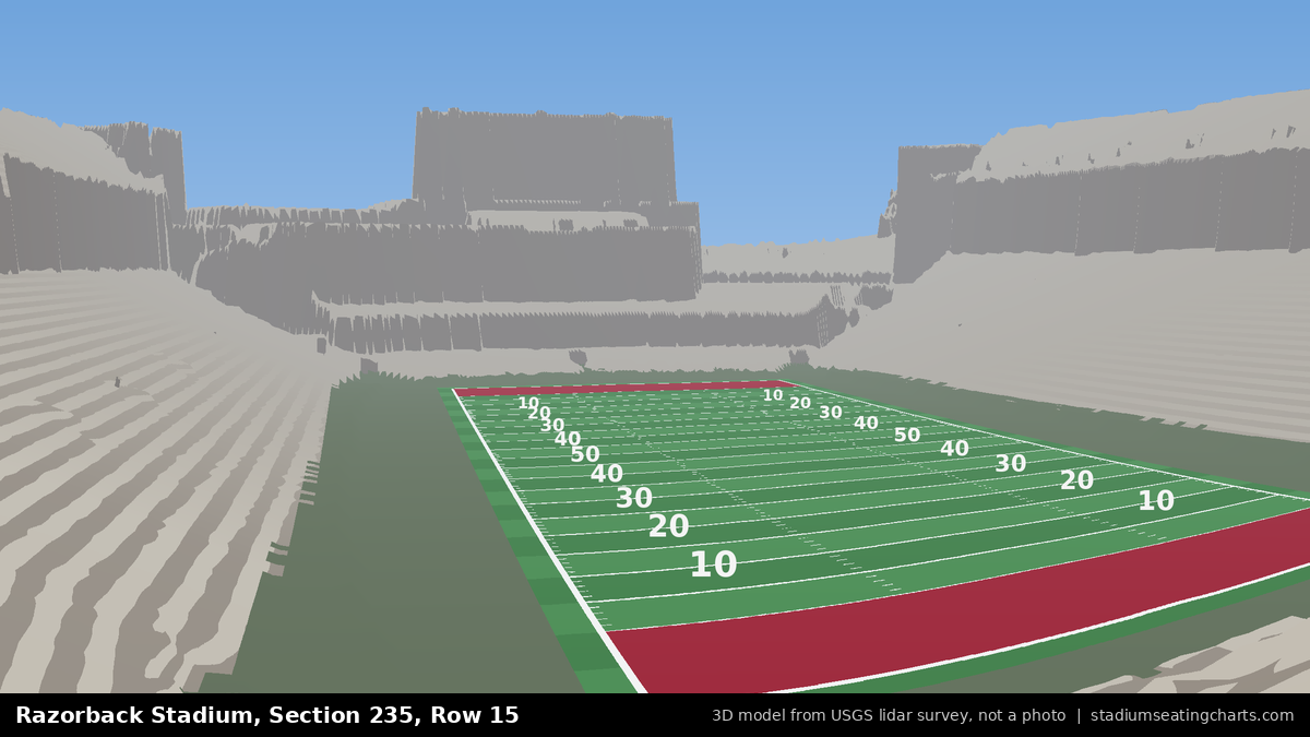 View from Razorback Stadium Section 235, Row 15, looking toward the field
