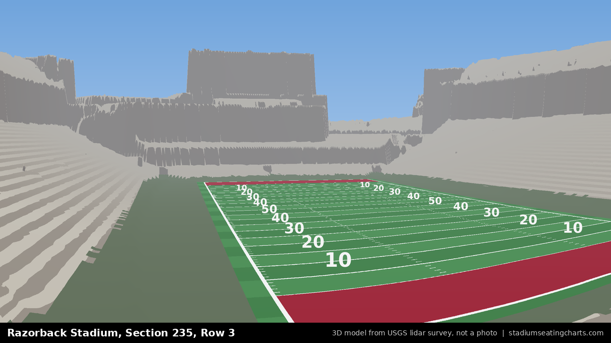 View from Razorback Stadium Section 235, Row 3, looking toward the field