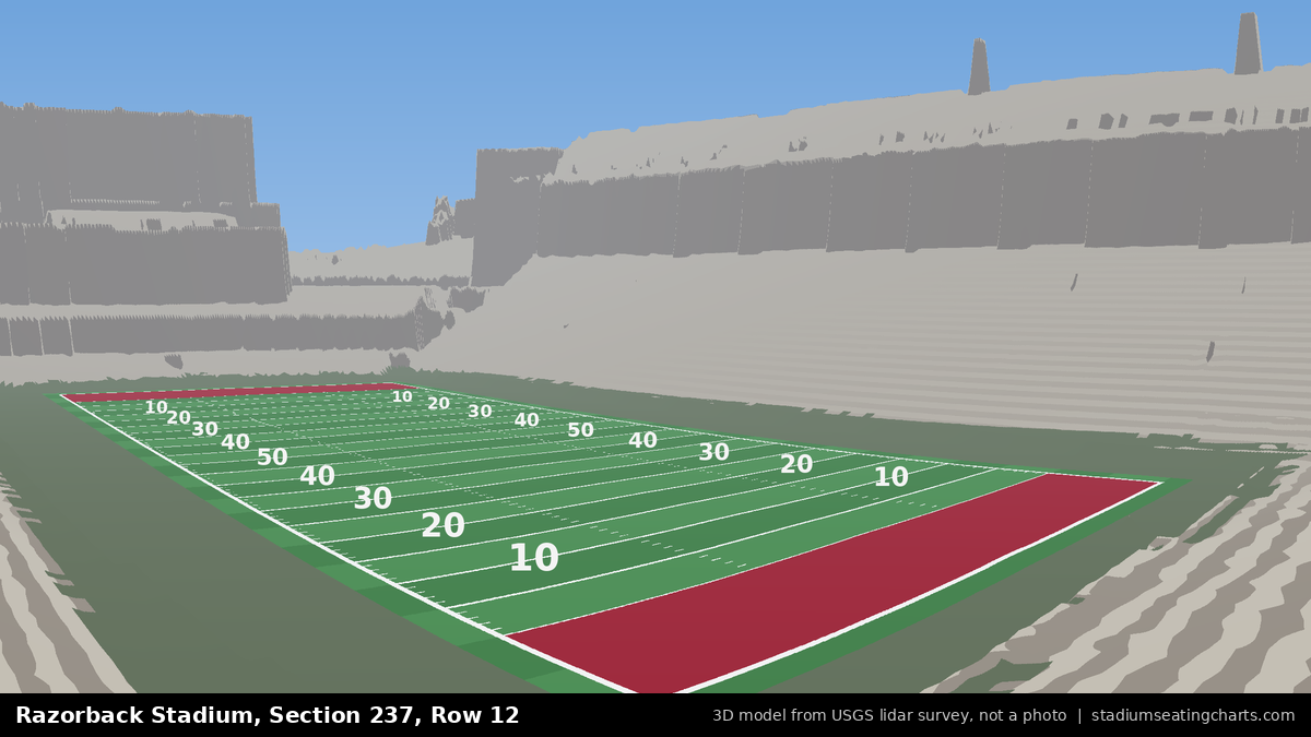 View from Razorback Stadium Section 237, Row 12, looking toward the field