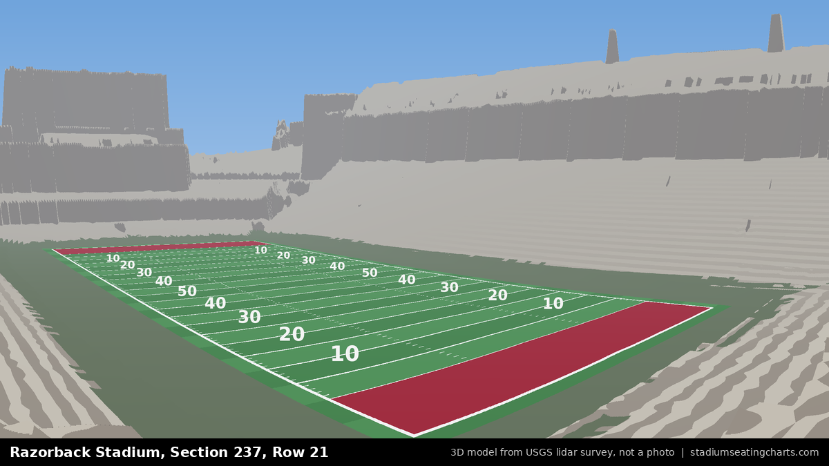 View from Razorback Stadium Section 237, Row 21, looking toward the field