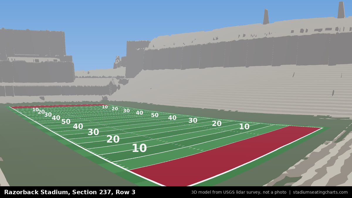 View from Razorback Stadium Section 237, Row 3, looking toward the field