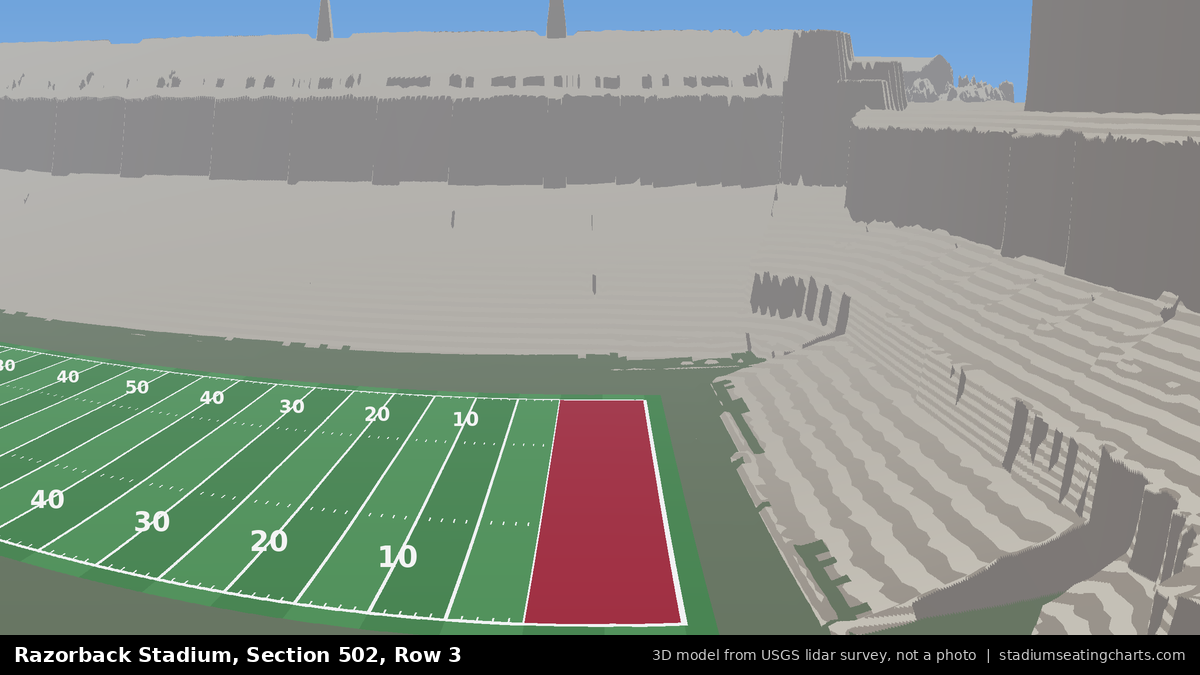 View from Razorback Stadium Section 502, Row 3, looking toward the field