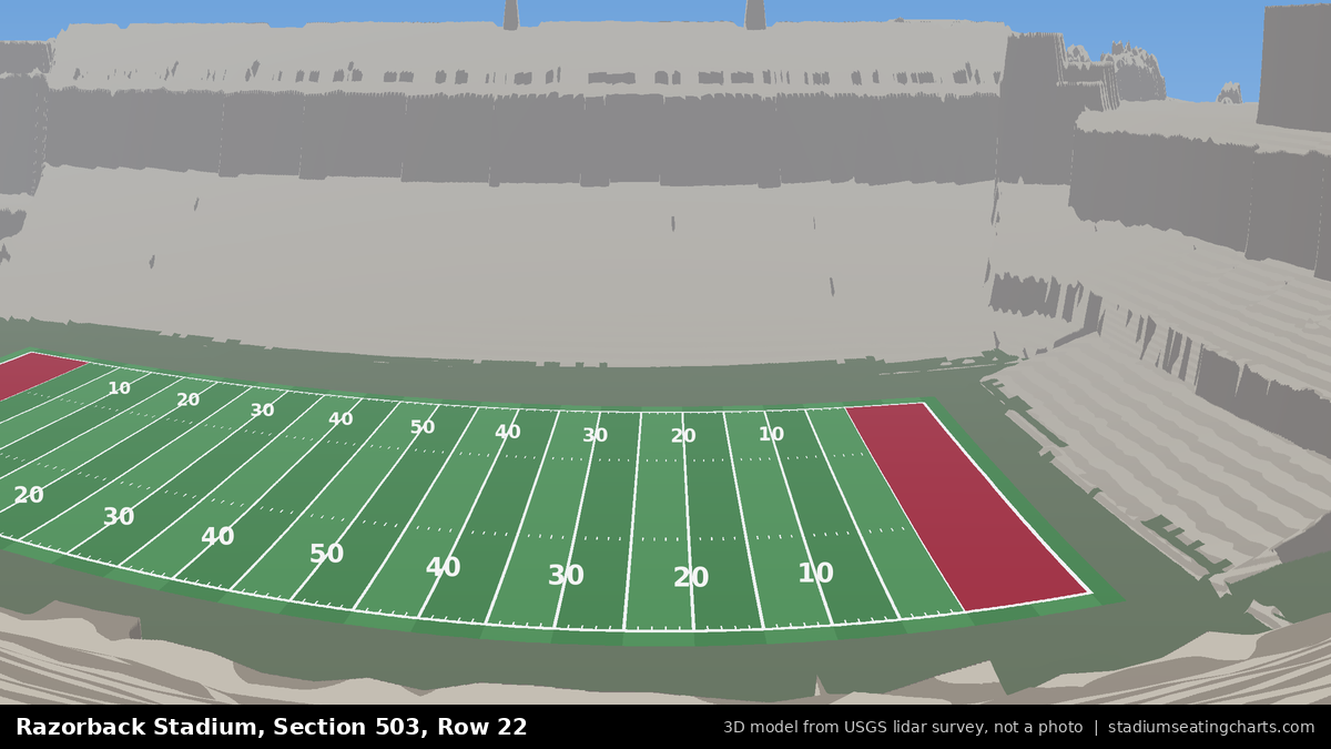 View from Razorback Stadium Section 503, Row 22, looking toward the field