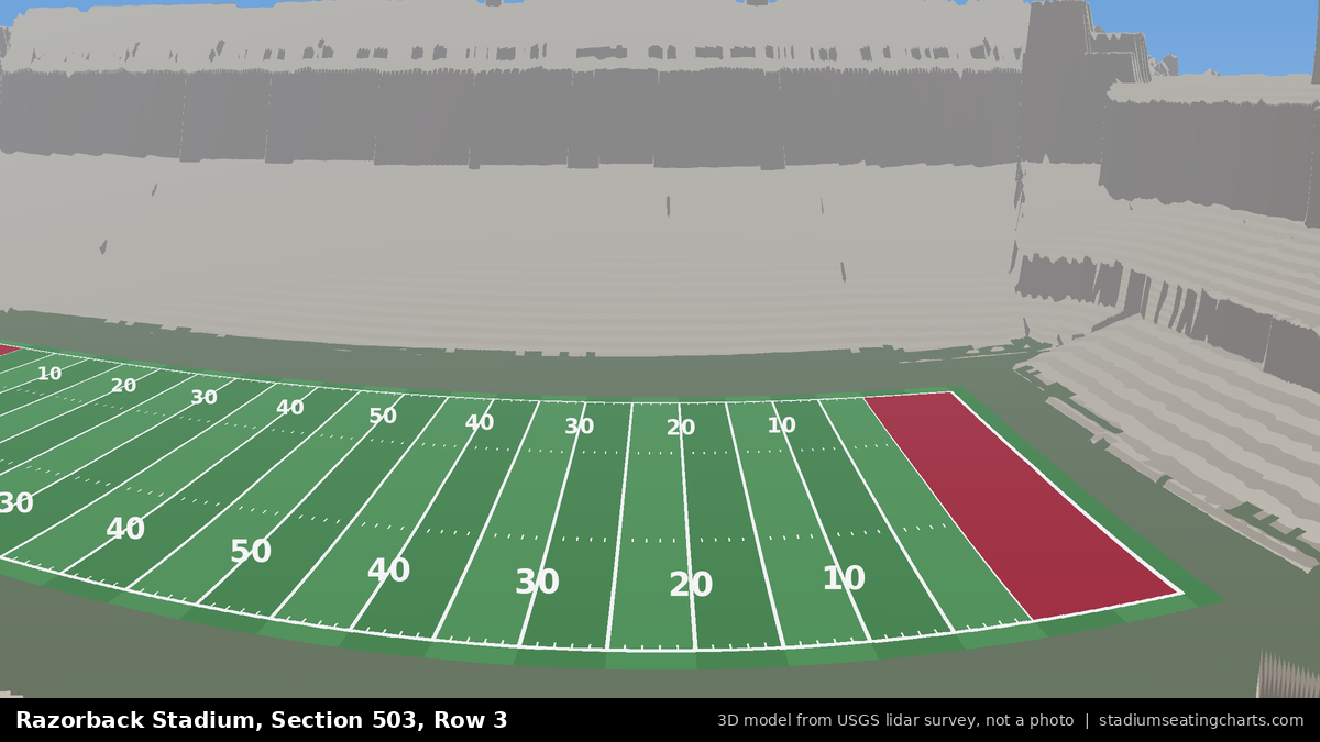 View from Razorback Stadium Section 503, Row 3, looking toward the field