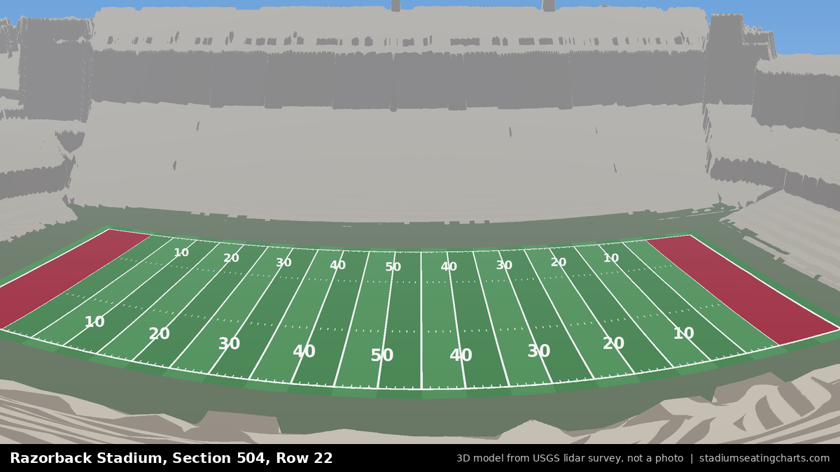 View from Razorback Stadium Section 504, Row 22, looking toward the field