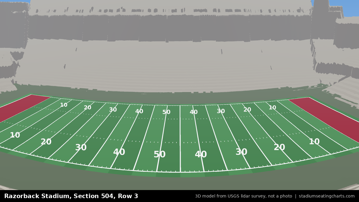 View from Razorback Stadium Section 504, Row 3, looking toward the field