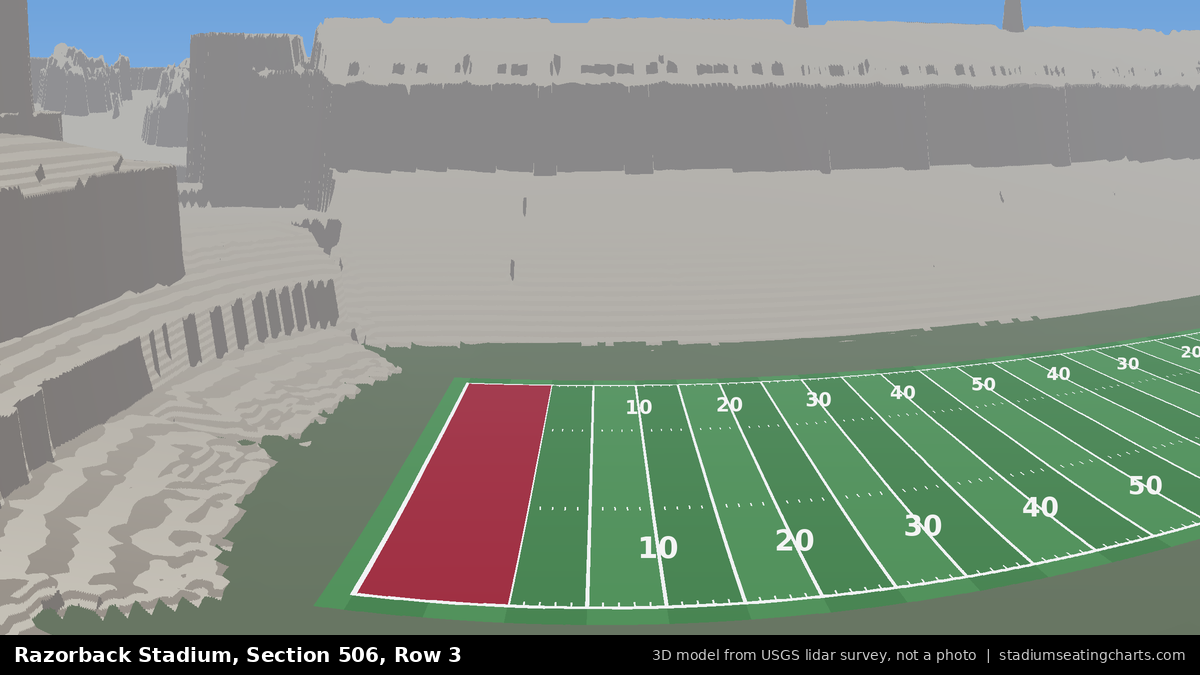 View from Razorback Stadium Section 506, Row 3, looking toward the field