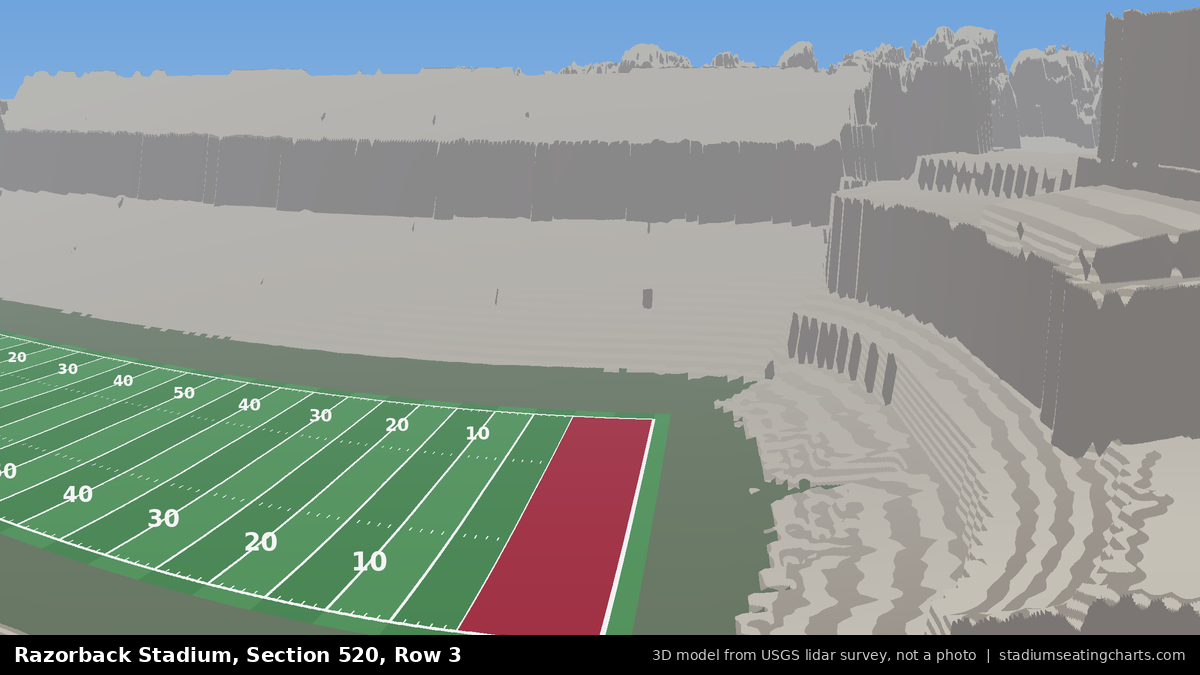 View from Razorback Stadium Section 520, Row 3, looking toward the field