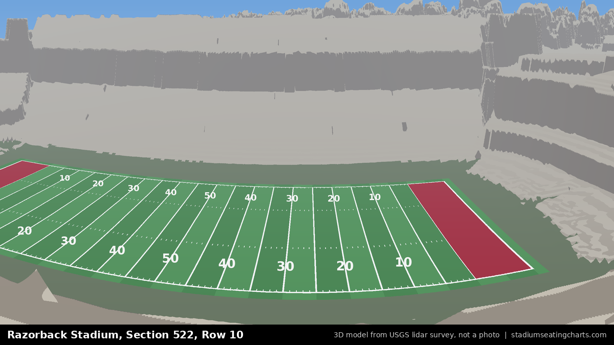 View from Razorback Stadium Section 522, Row 10, looking toward the field