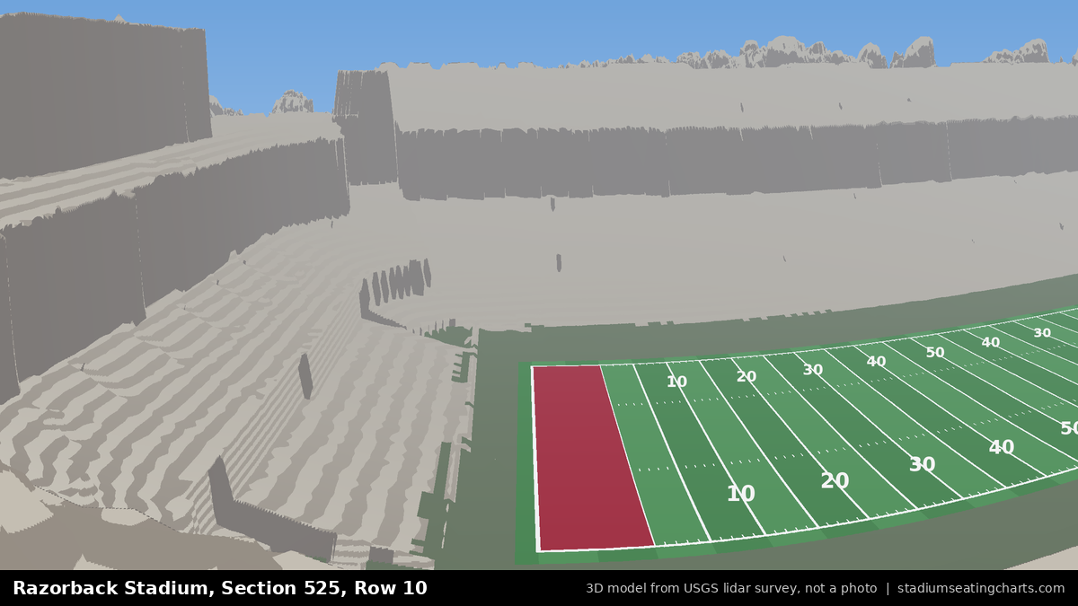 View from Razorback Stadium Section 525, Row 10, looking toward the field