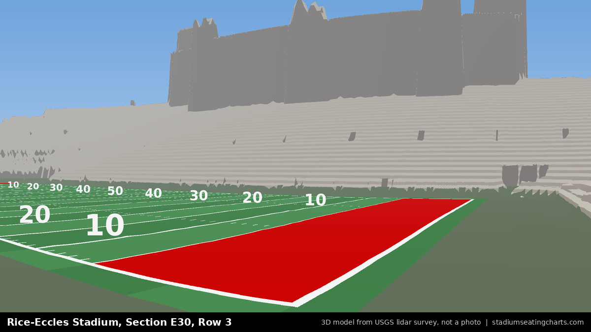 View from Rice-Eccles Stadium Section E30, Row 3, looking toward the field