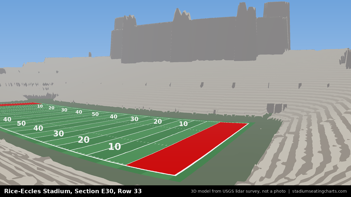 View from Rice-Eccles Stadium Section E30, Row 33, looking toward the field