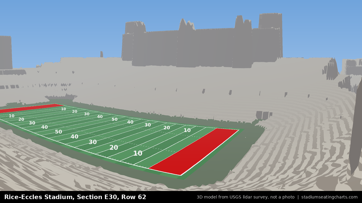View from Rice-Eccles Stadium Section E30, Row 62, looking toward the field