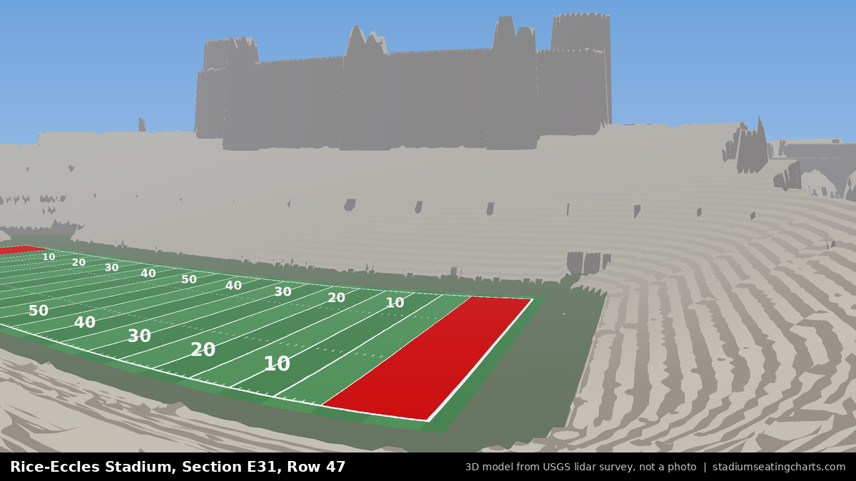 View from Rice-Eccles Stadium Section E31, Row 47, looking toward the field