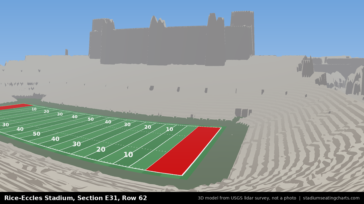 View from Rice-Eccles Stadium Section E31, Row 62, looking toward the field