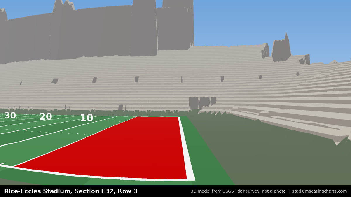 View from Rice-Eccles Stadium Section E32, Row 3, looking toward the field