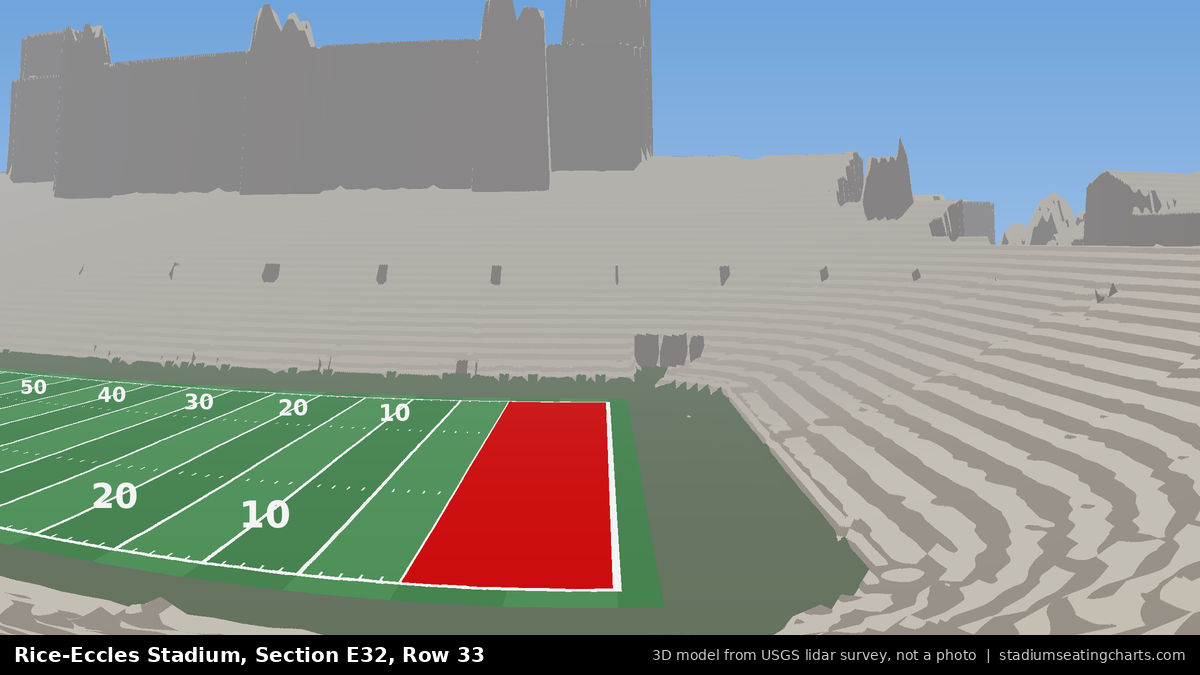 View from Rice-Eccles Stadium Section E32, Row 33, looking toward the field