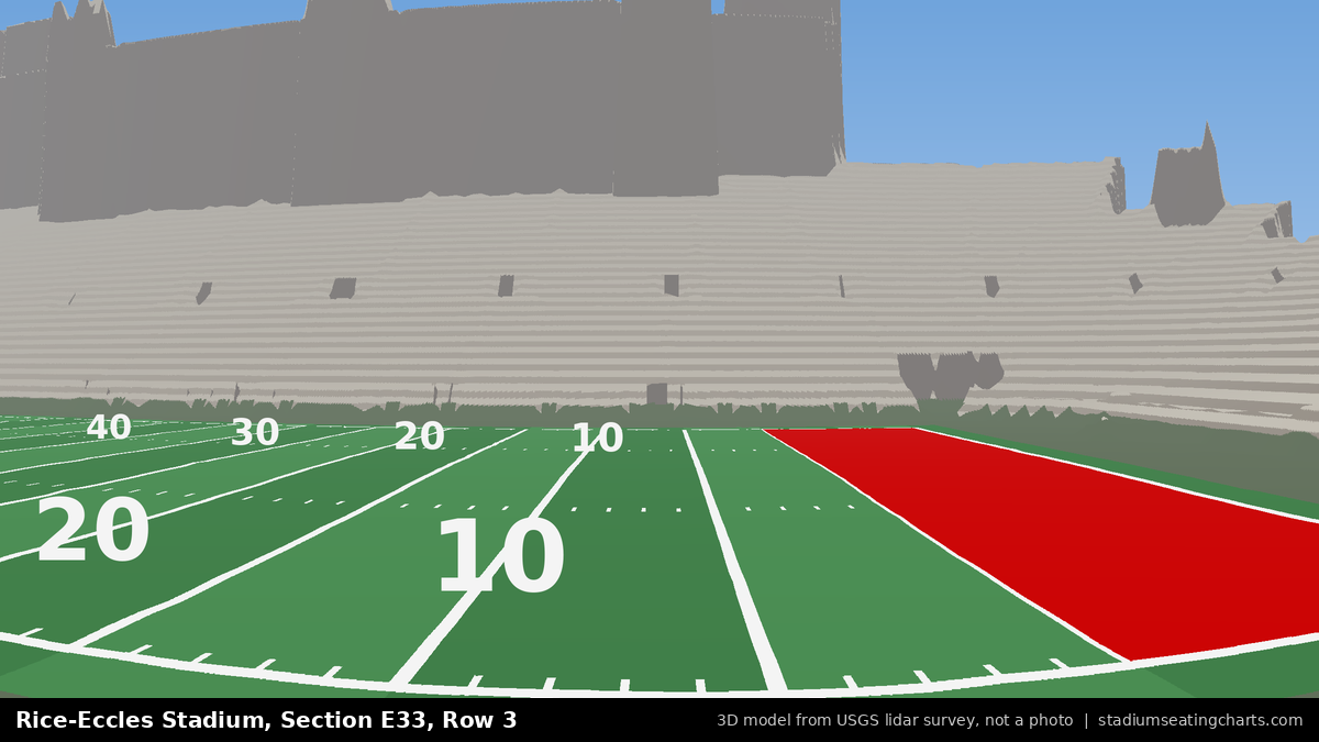 View from Rice-Eccles Stadium Section E33, Row 3, looking toward the field