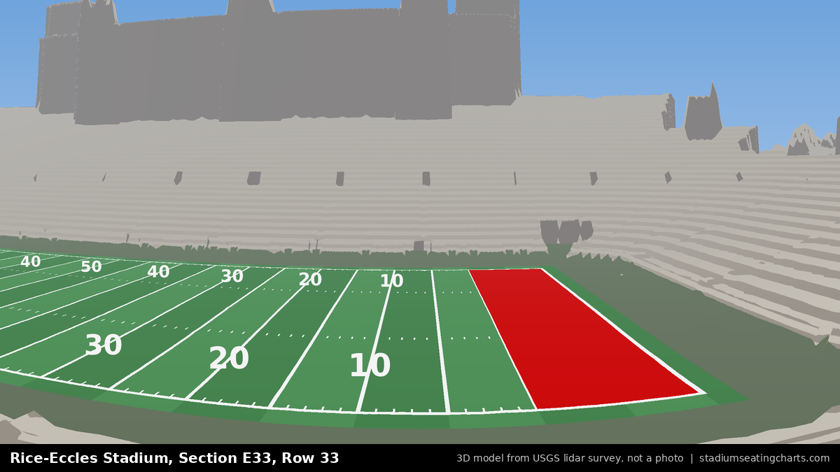 View from Rice-Eccles Stadium Section E33, Row 33, looking toward the field