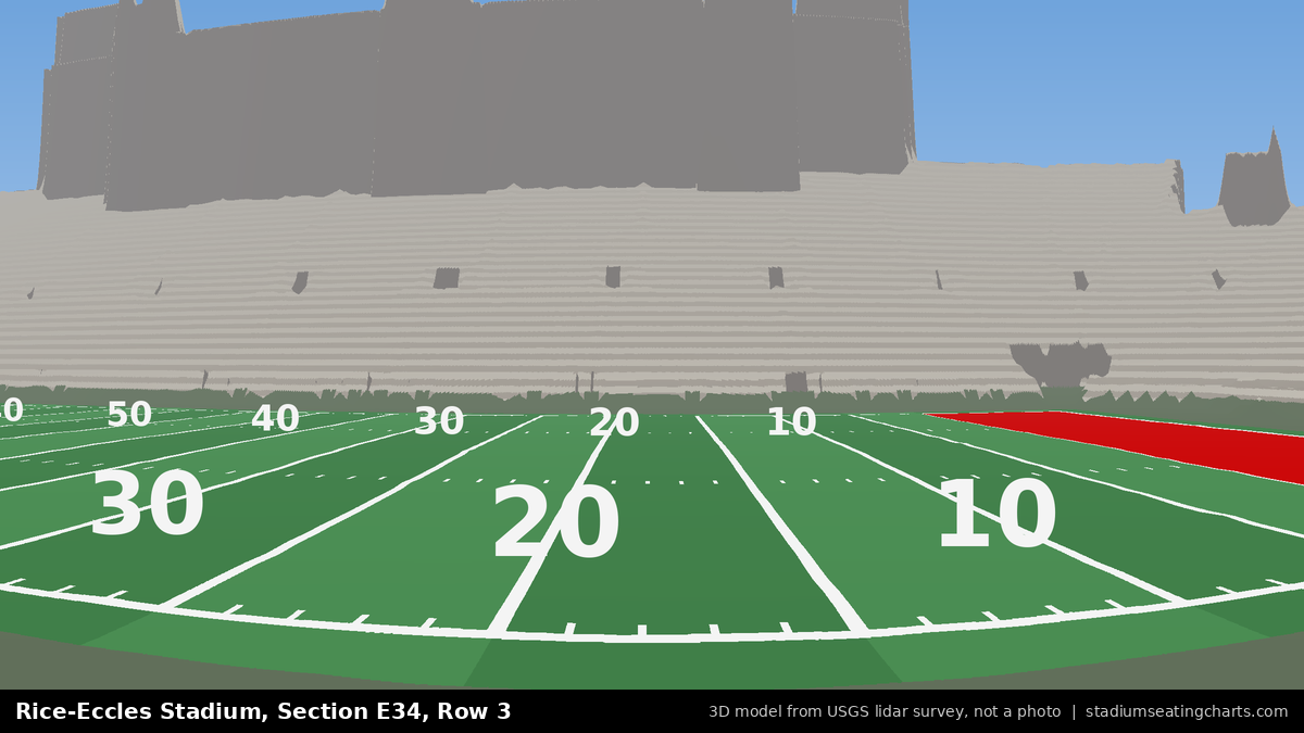 View from Rice-Eccles Stadium Section E34, Row 3, looking toward the field