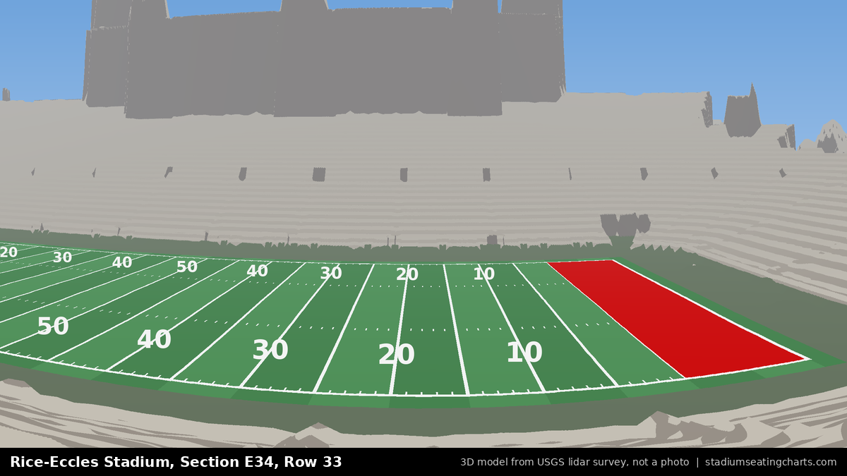 View from Rice-Eccles Stadium Section E34, Row 33, looking toward the field