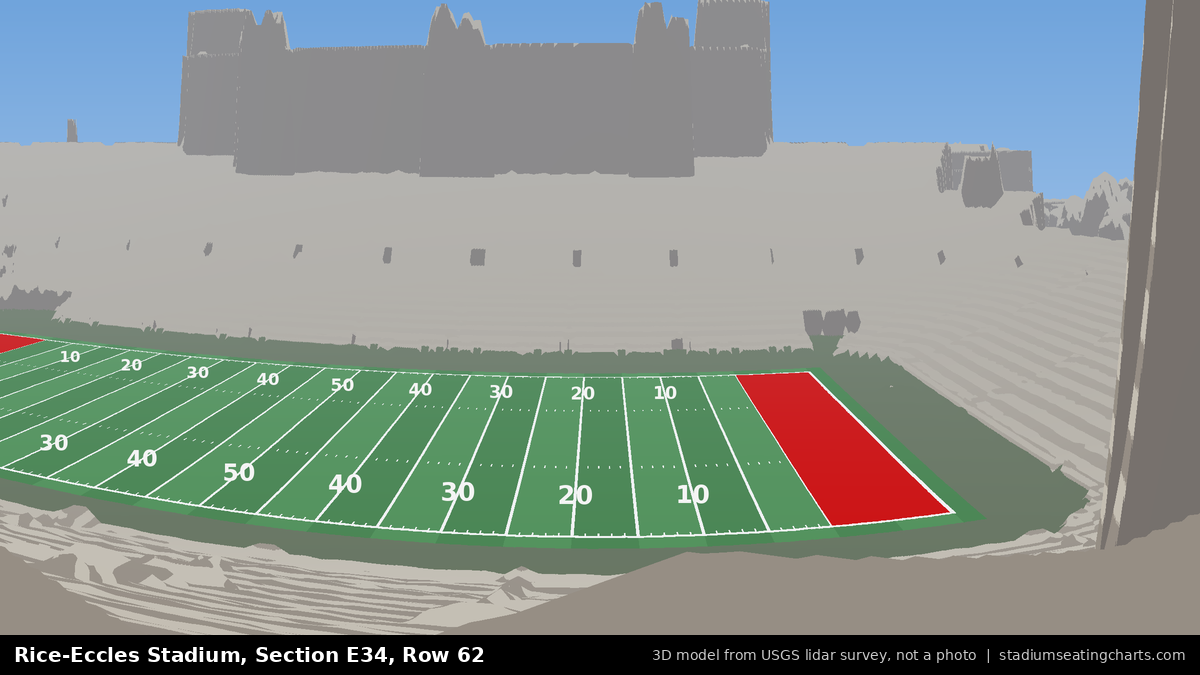 View from Rice-Eccles Stadium Section E34, Row 62, looking toward the field