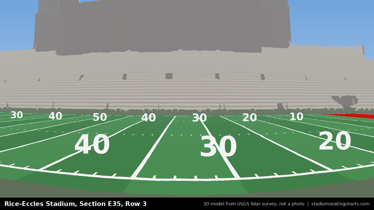View from Rice-Eccles Stadium Section E35, Row 3, looking toward the field